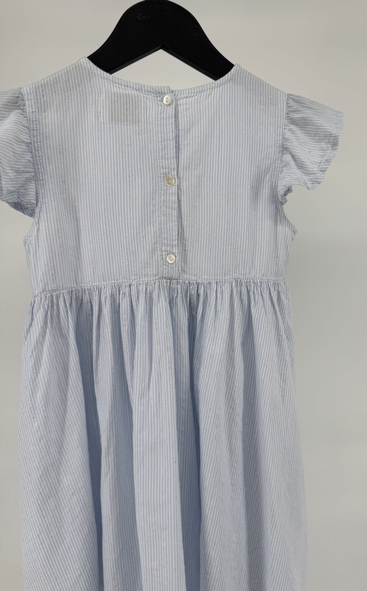 Jurk Blauw Wit Gestreept Lurex Roesjes Maat 110