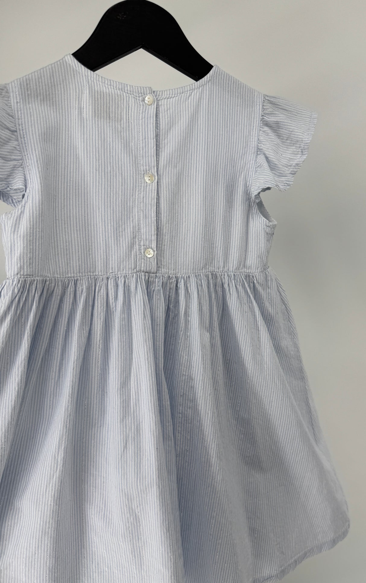 Jurk Blauw Wit Gestreept Lurex Roesjes Maat 110