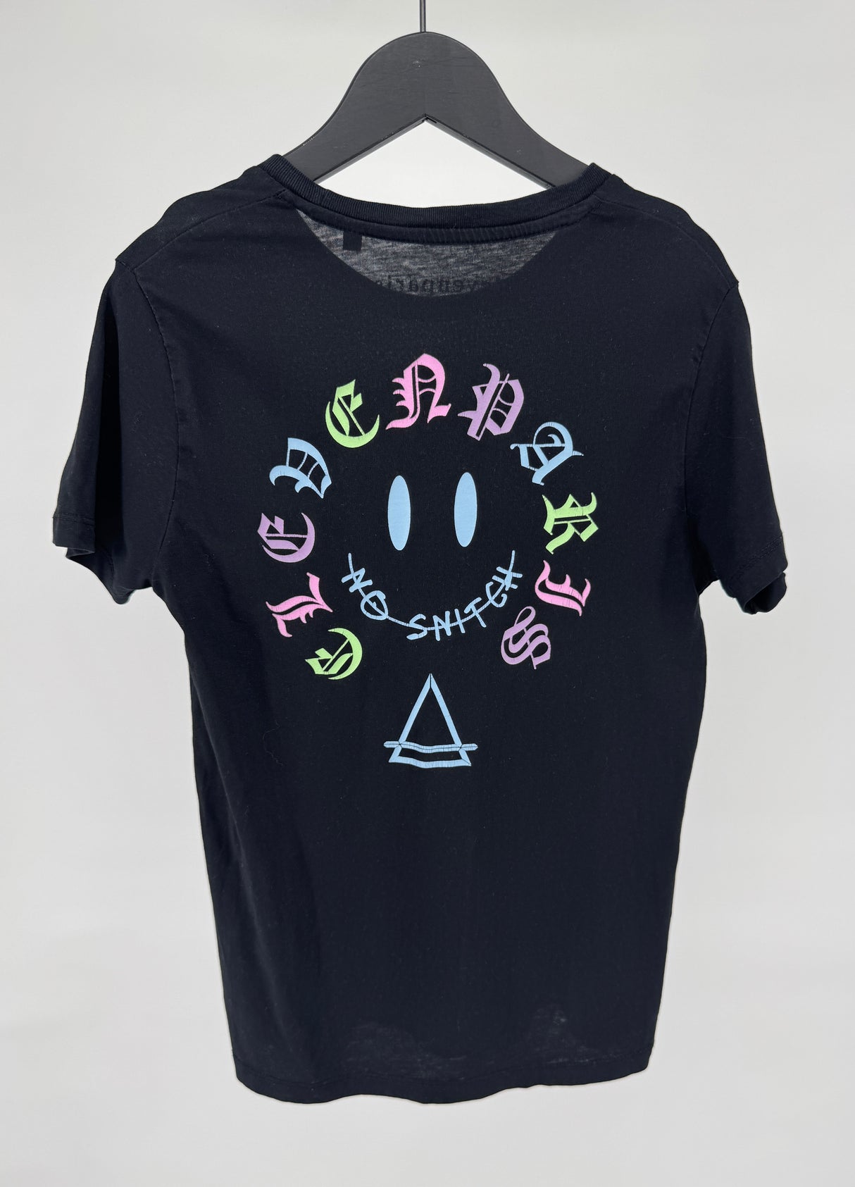 T-shirt Zwart No Snitch Smiley Print Maat 152
