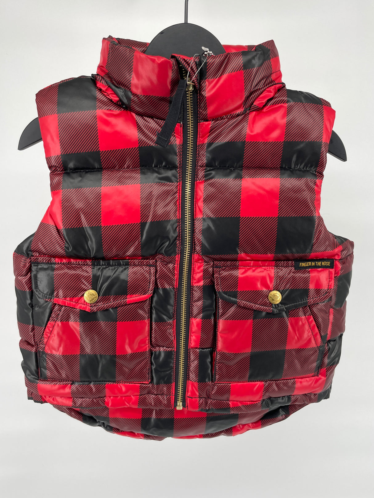 Bodywarmer Dons Rood Zwart Geblokt Maat 110