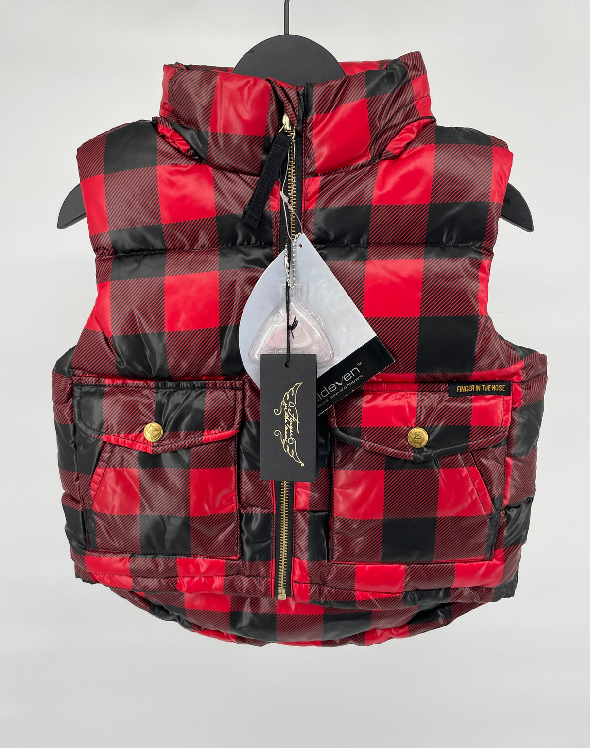 Bodywarmer Dons Rood Zwart Geblokt Maat 110