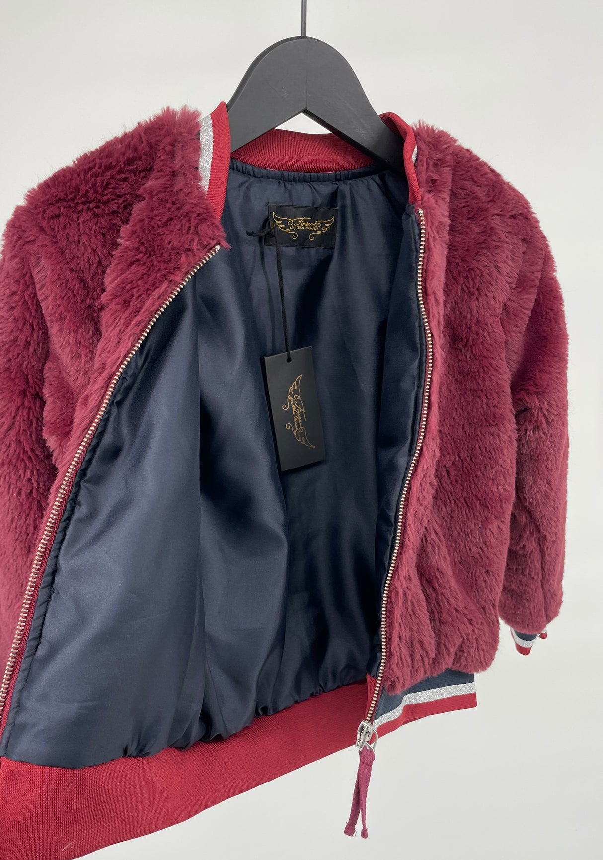 Jas Faux Fur Bordeaux Rood Maat 122