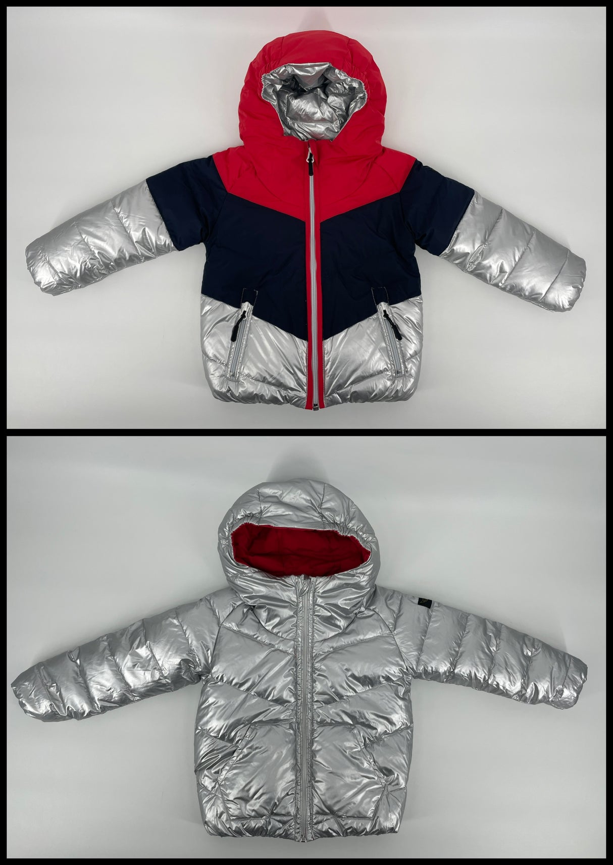 Jas Dons Reversible Zilver Maat 110