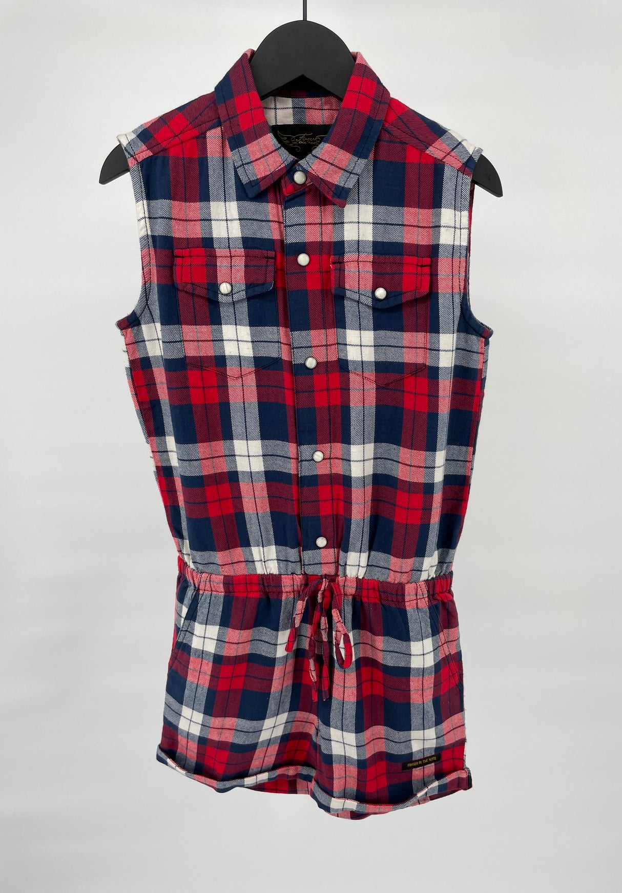 Jumpsuit Mouwloos Rood Wit Blauw Geruit Maat 134