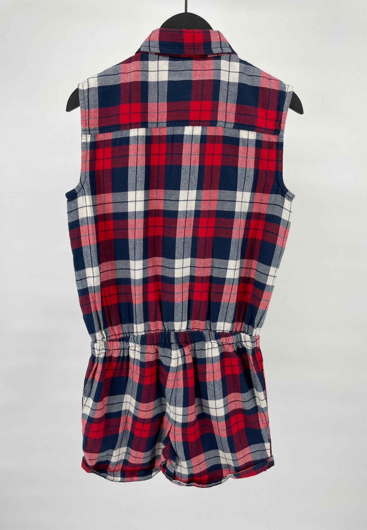 Jumpsuit Mouwloos Rood Wit Blauw Geruit Maat 134