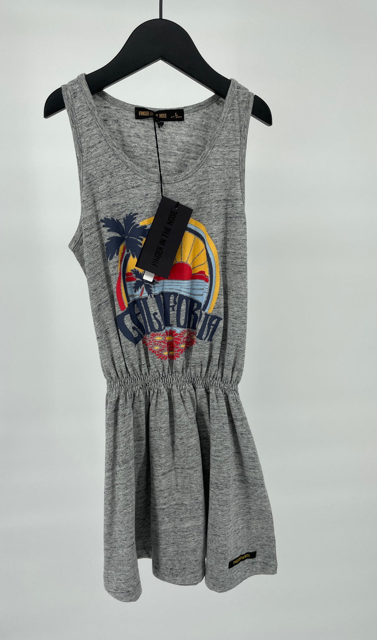 Jurk Grijs Mouwloos California Print