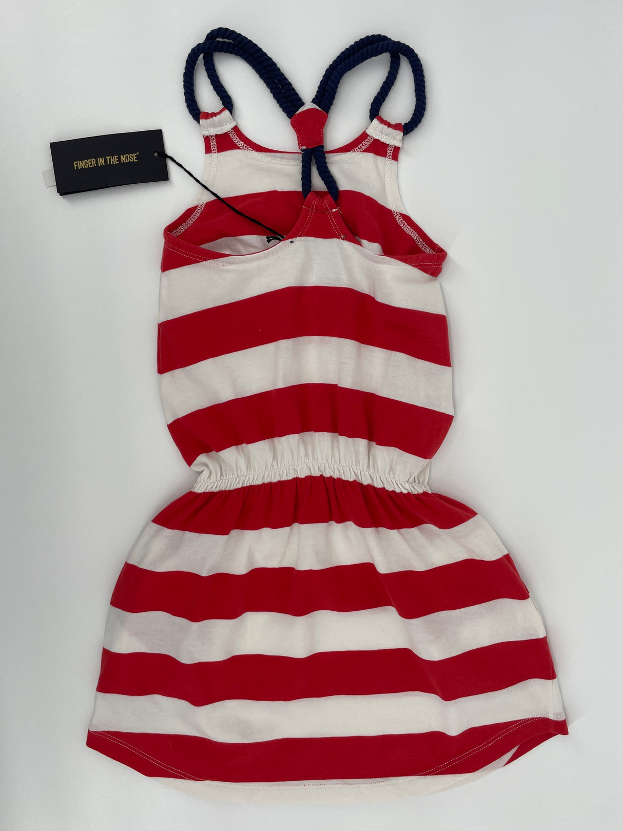 Jurk Mouwloos Rood Wit Gestreept Maat 122