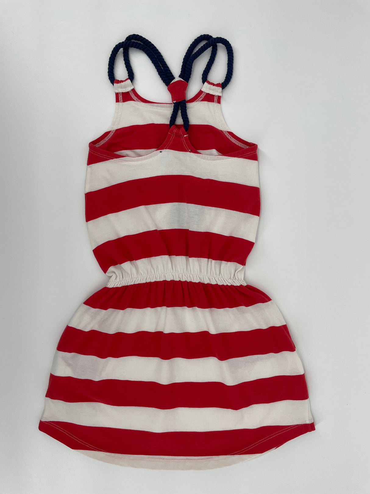 Jurk Mouwloos Rood Wit Gestreept Maat 122