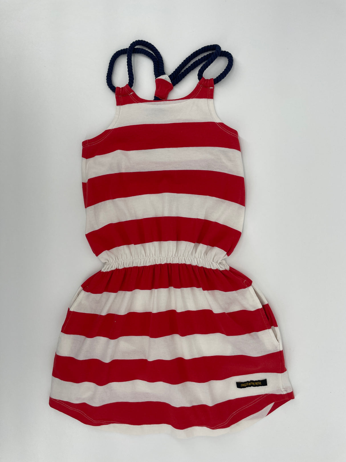 Jurk Mouwloos Rood Wit Gestreept Maat 122