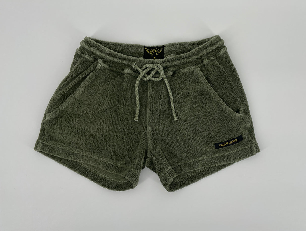 Korte Broek Olijf Groen Badstof Maat 122