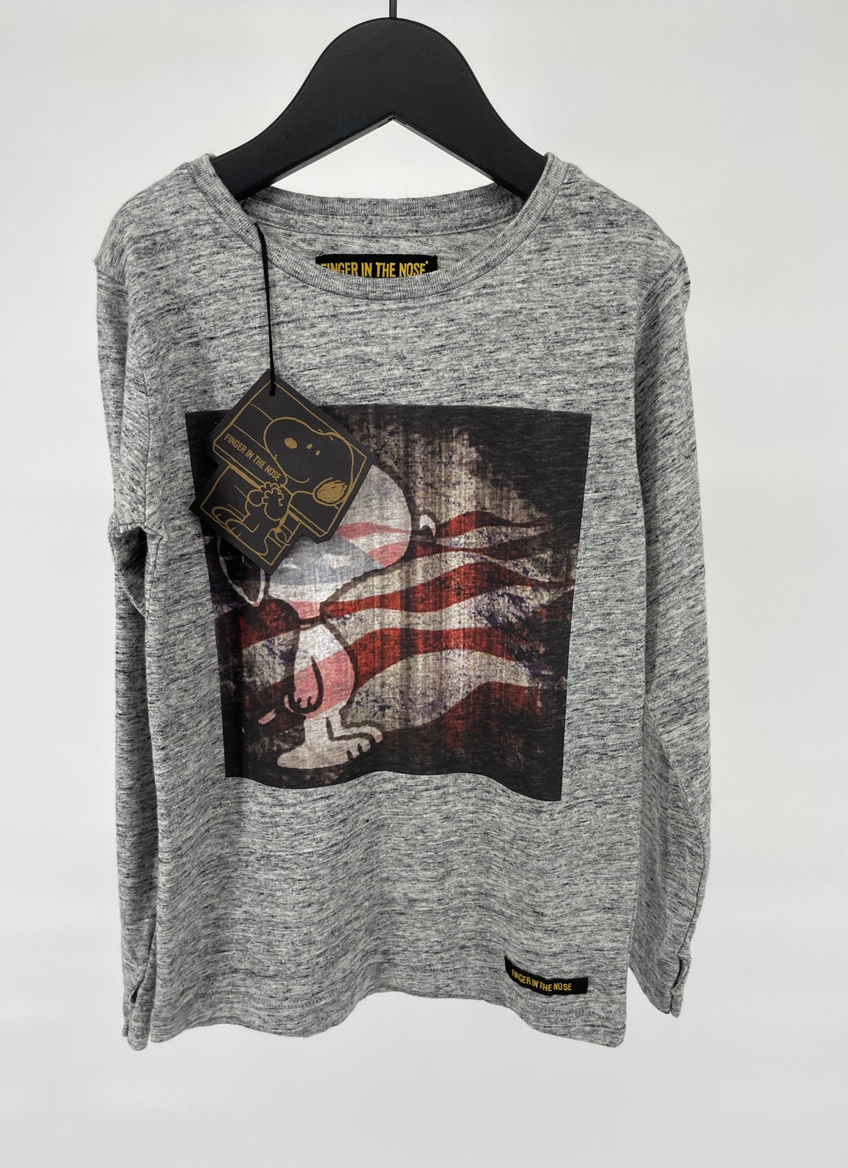 Longsleeve Grijs Snoopy Amerikaanse Vlag