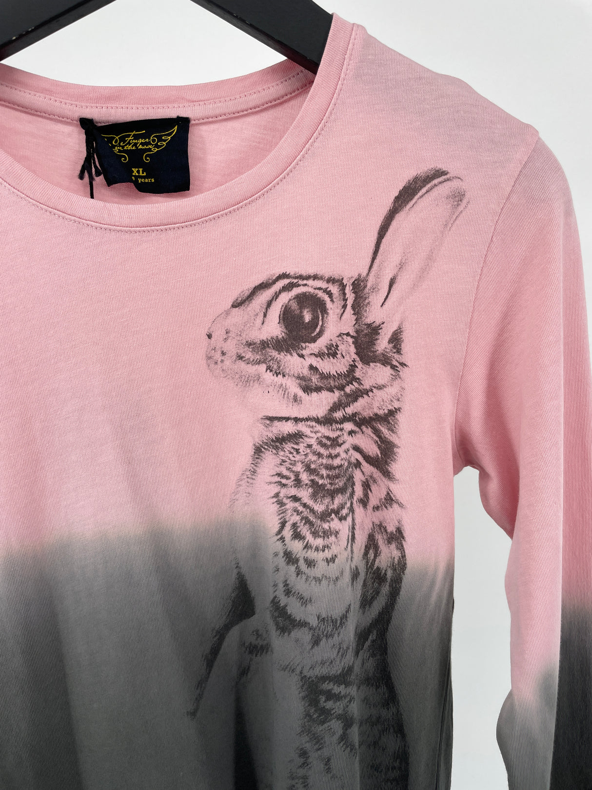 Longsleeve Roze Grijs Konijn Maat 134