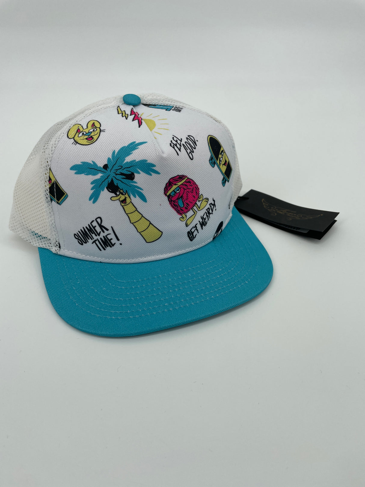 Trucker Pet Wit Blauw met Print
