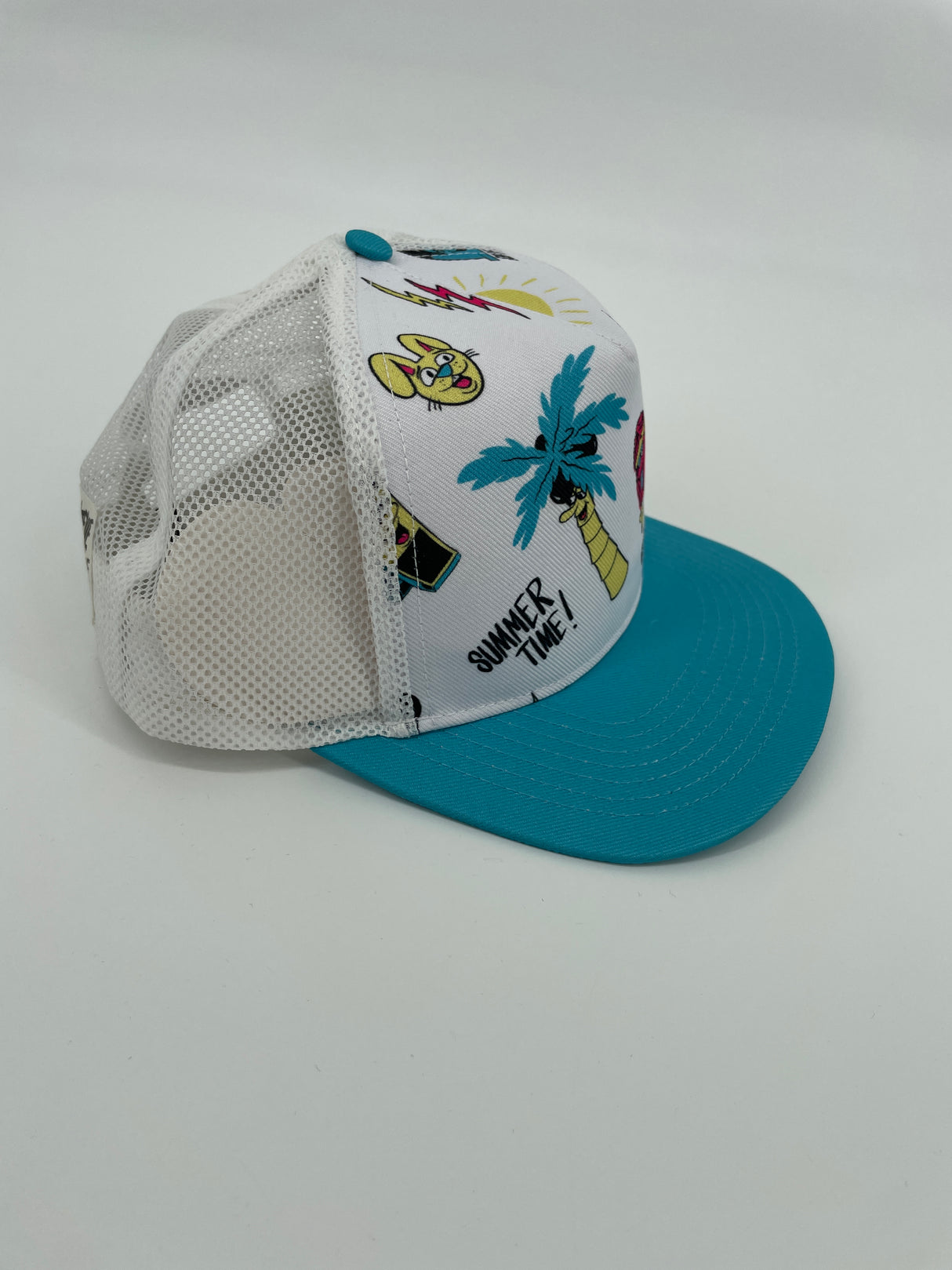 Trucker Pet Wit Blauw met Print