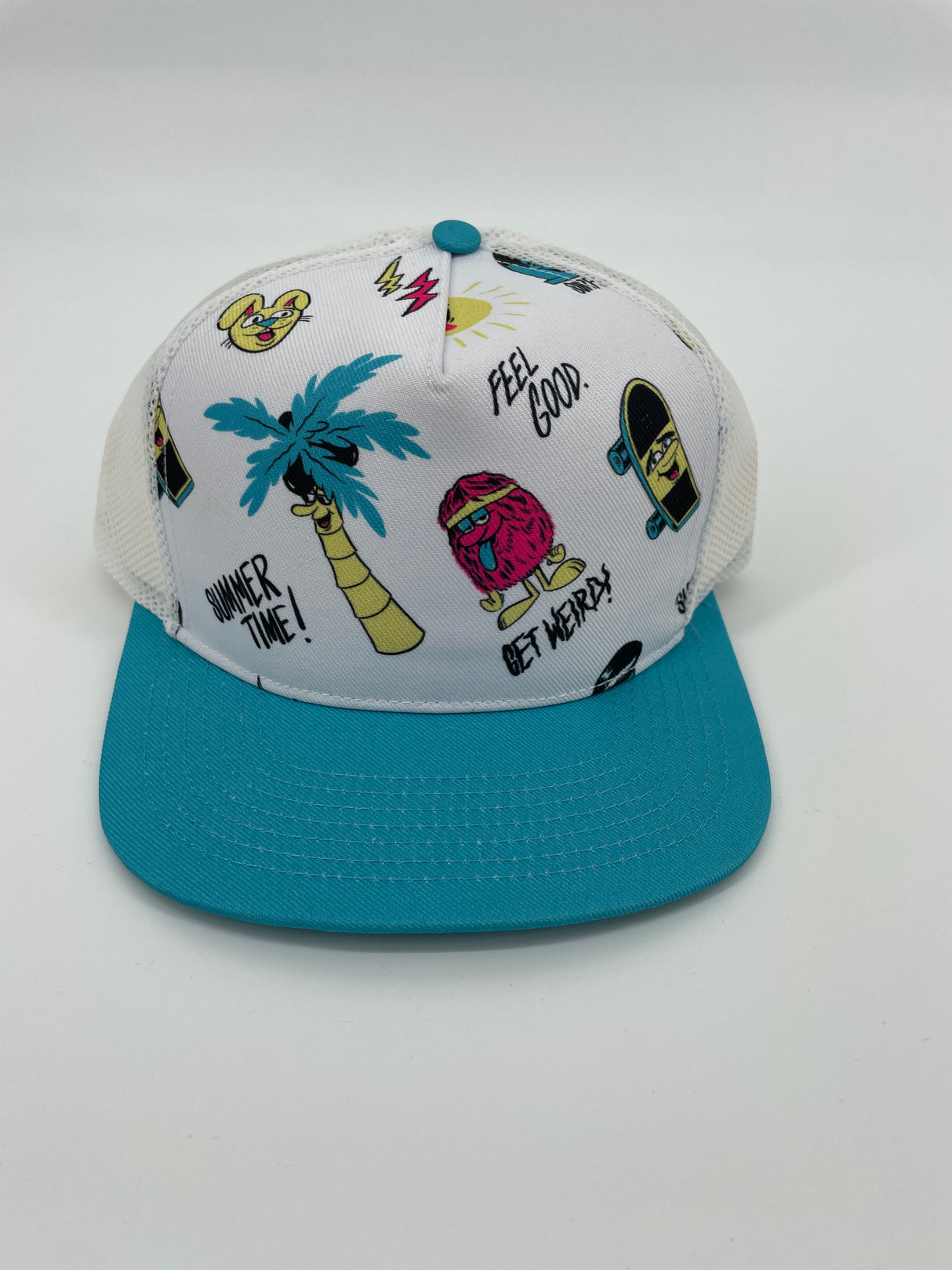 Trucker Pet Wit Blauw met Print