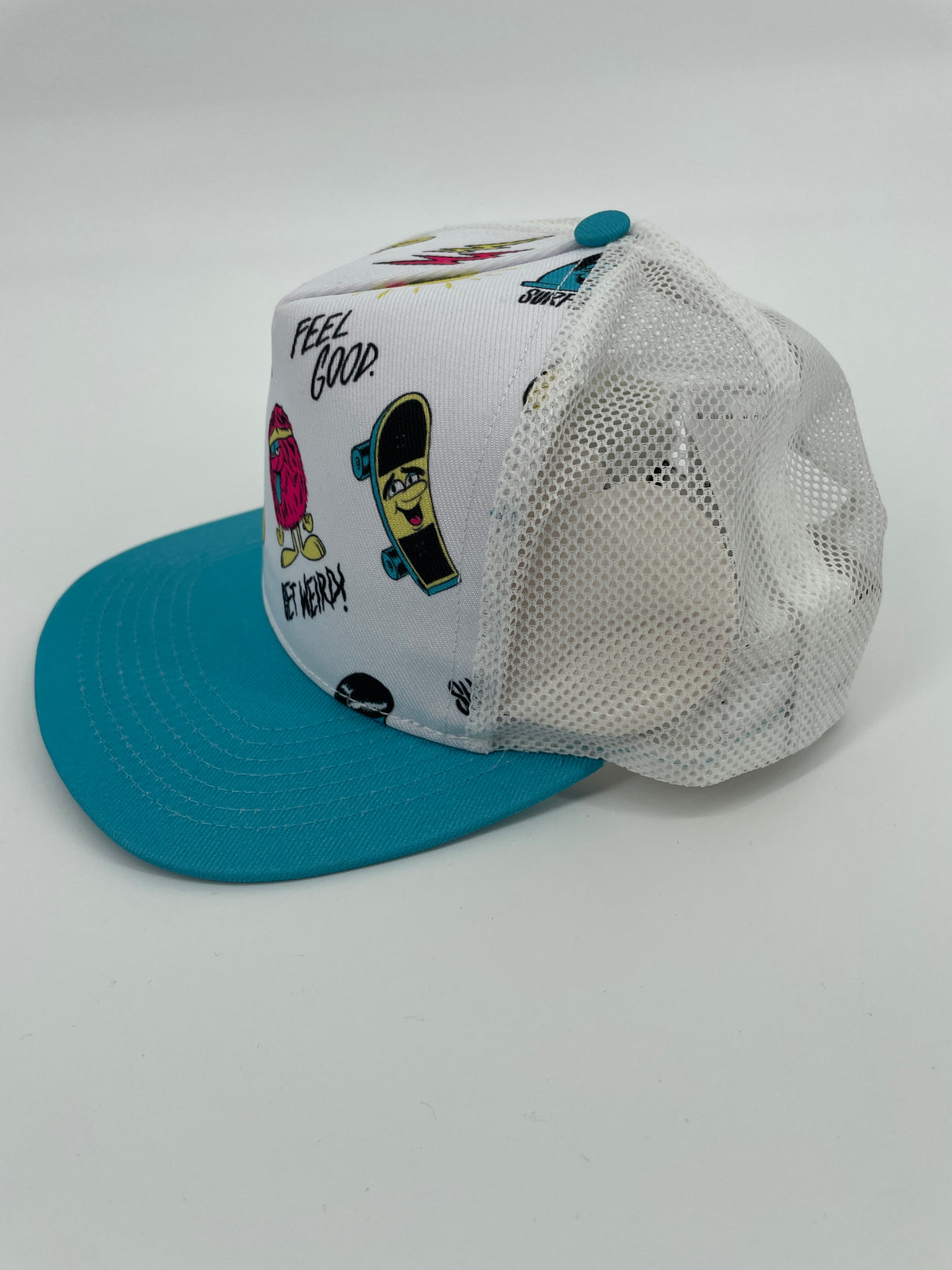 Trucker Pet Wit Blauw met Print
