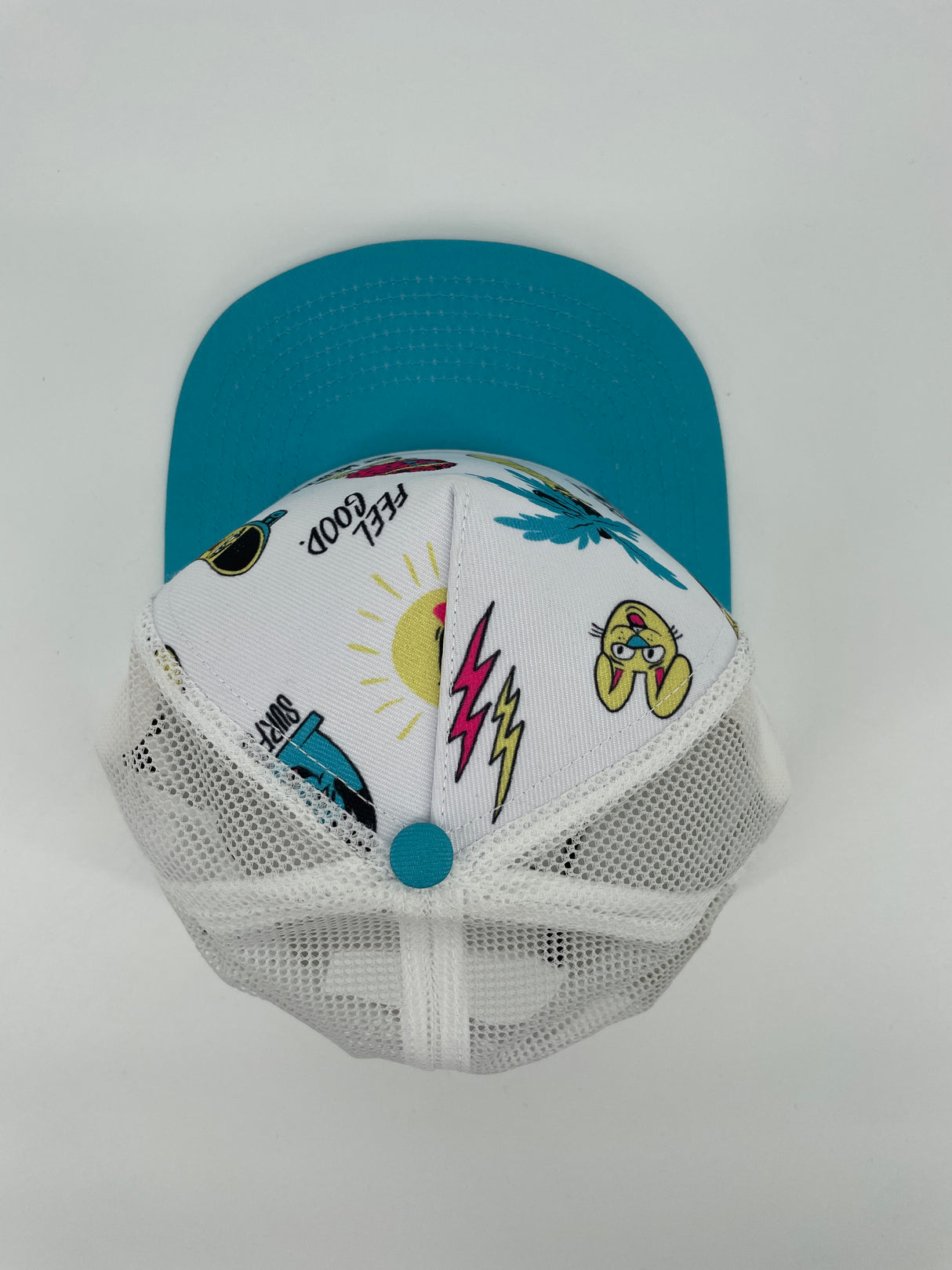 Trucker Pet Wit Blauw met Print