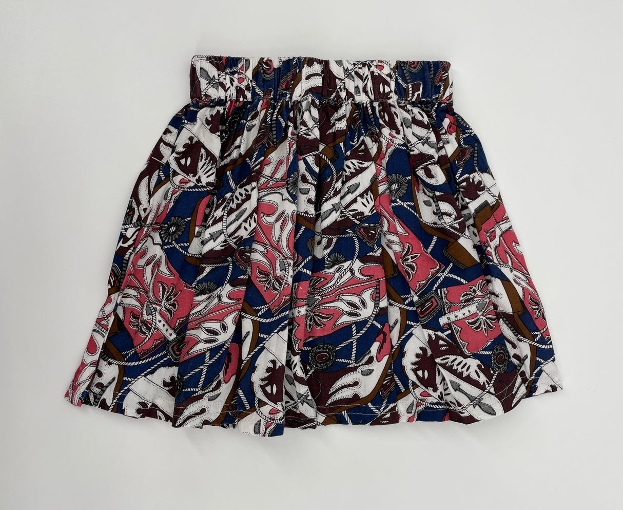 Rokje Roze Blauw Bruin Cowboylaarzen Print