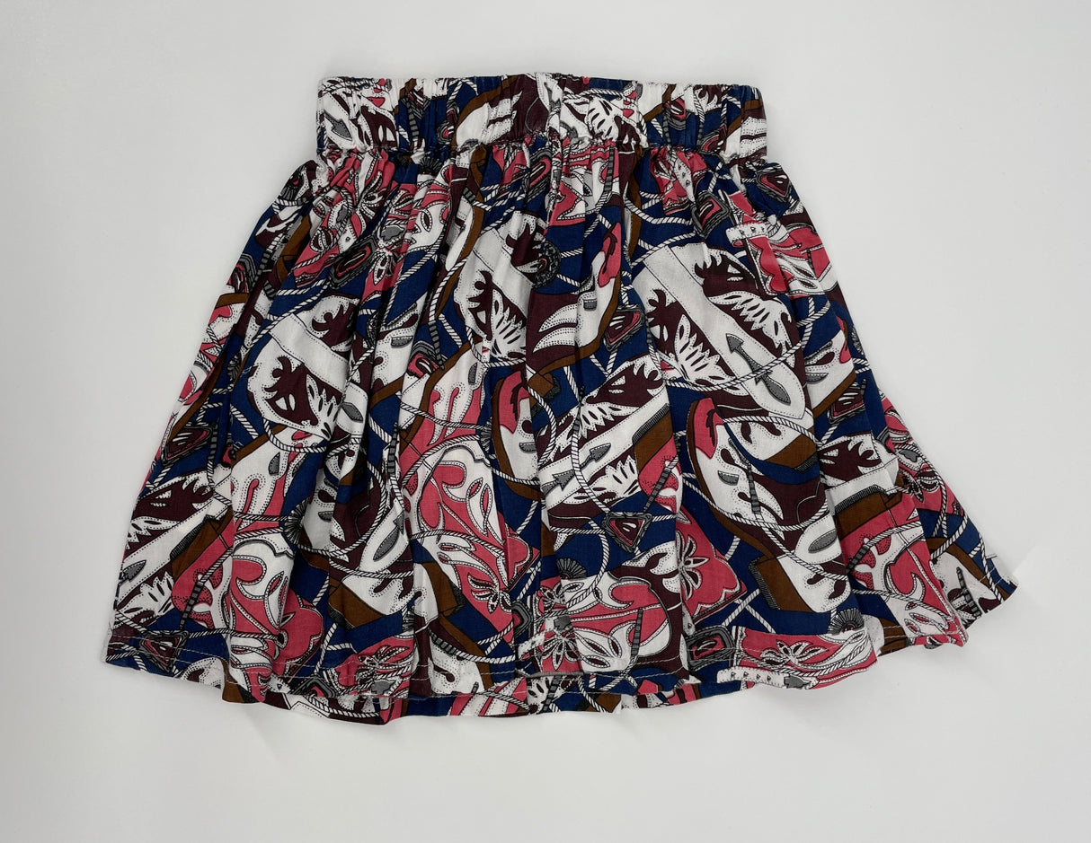 Rokje Roze Blauw Bruin Cowboylaarzen Print