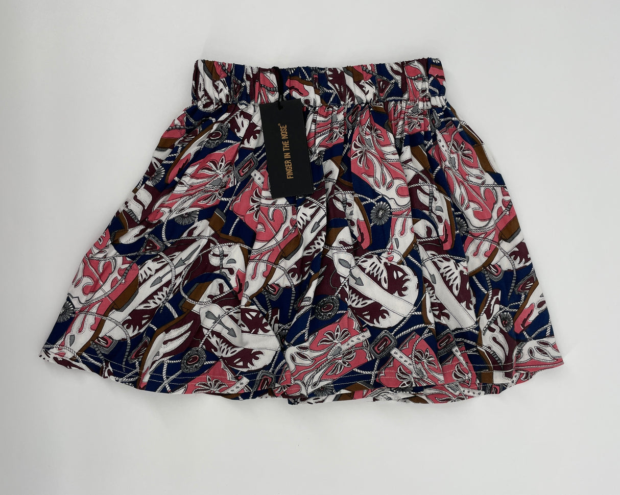 Rokje Roze Blauw Bruin Cowboylaarzen Print