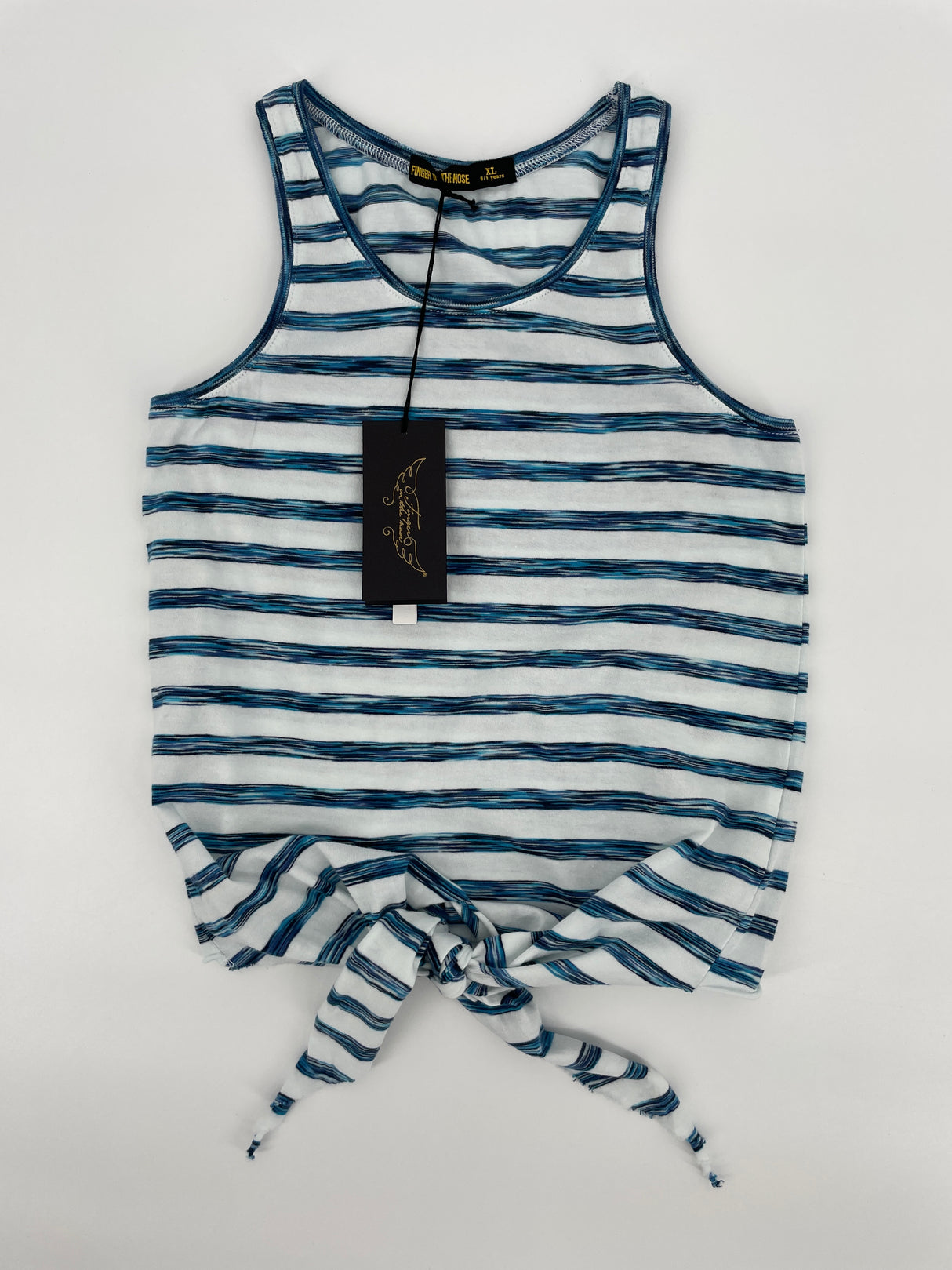 Tanktop Wit Blauw Gestreept met Strik Maat 134