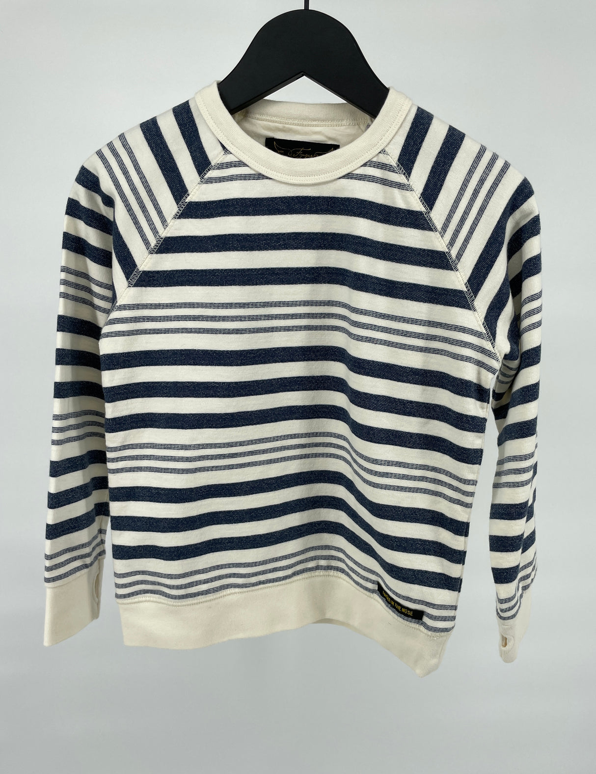 Trui Donkerblauw Beige Gestreept Maat 122