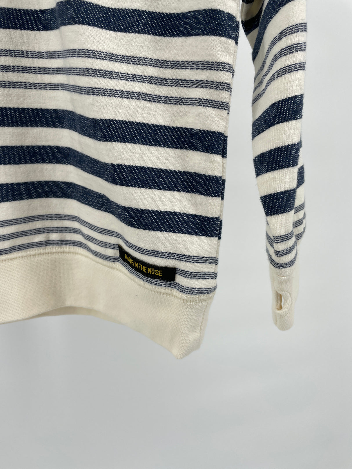 Trui Donkerblauw Beige Gestreept Maat 122