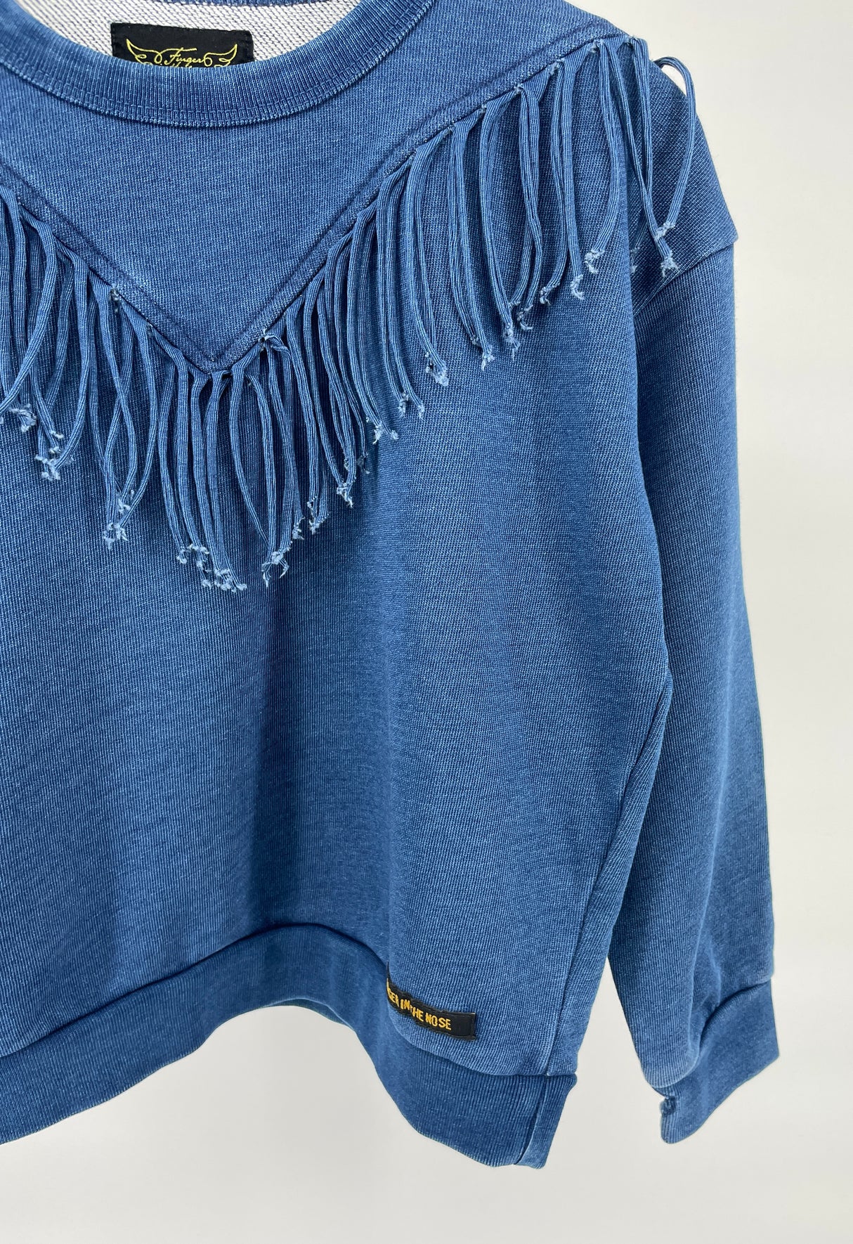 Trui Blauw met Franjes Oversized Maat 122