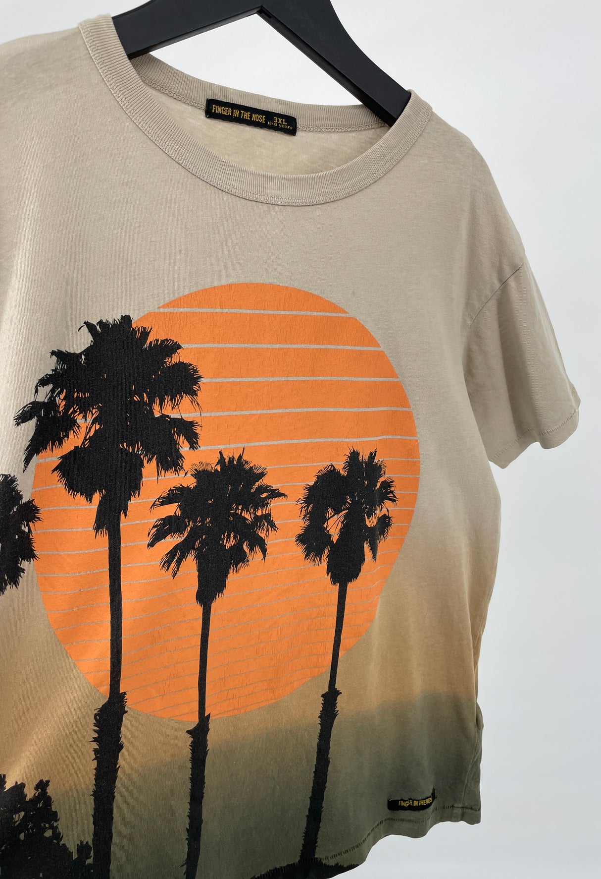 T-shirt Beige Dip Dye Palmbomen Print Maat 152 / 158