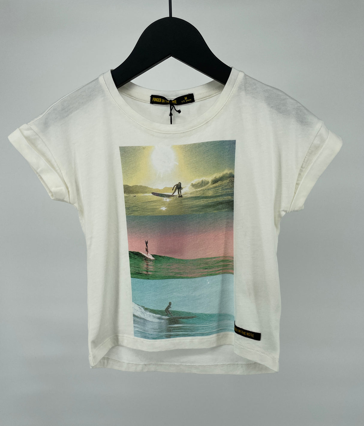 T-shirt Beige Surf Girl Print Maat 110