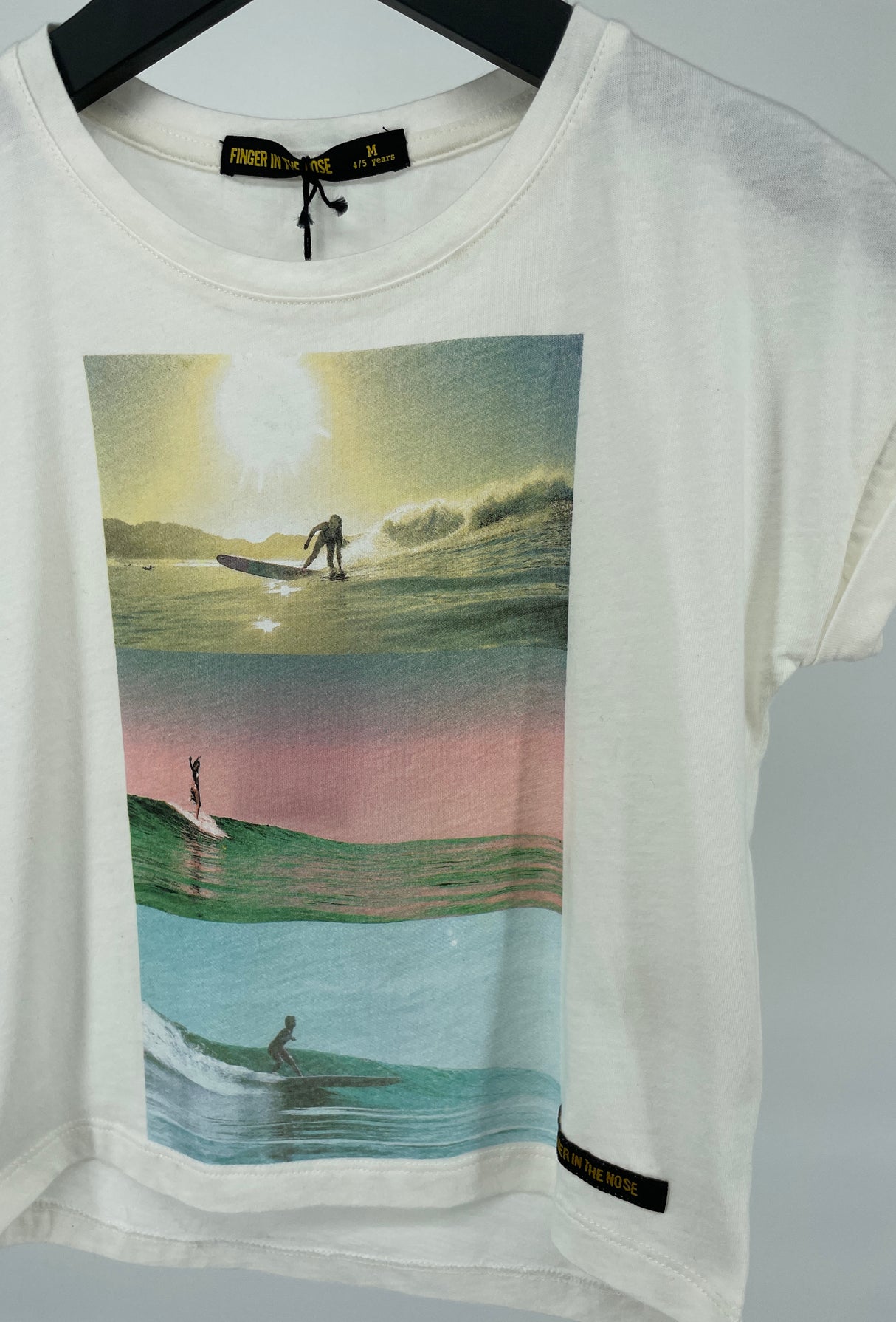 T-shirt Beige Surf Girl Print Maat 110