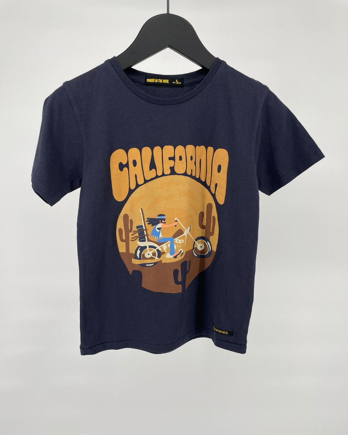 T-shirt Donkerblauw Bruin California Print
