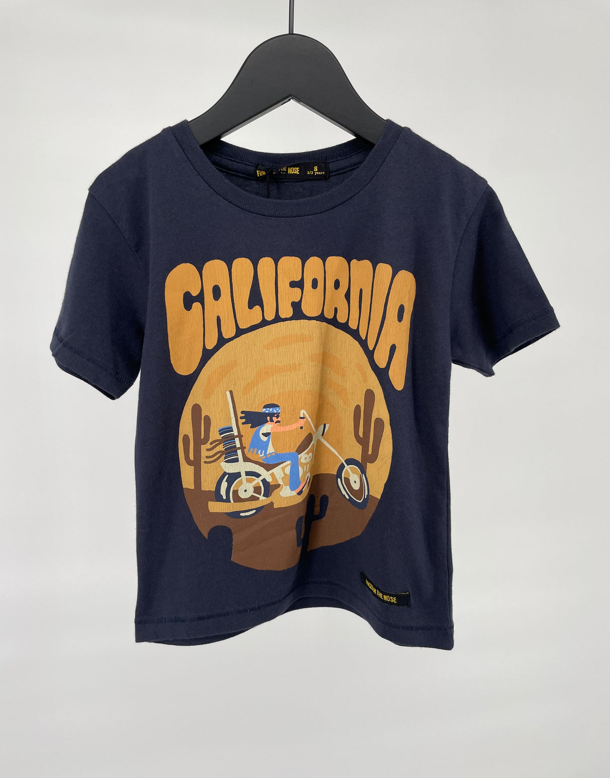 T-shirt Donkerblauw Bruin California Print