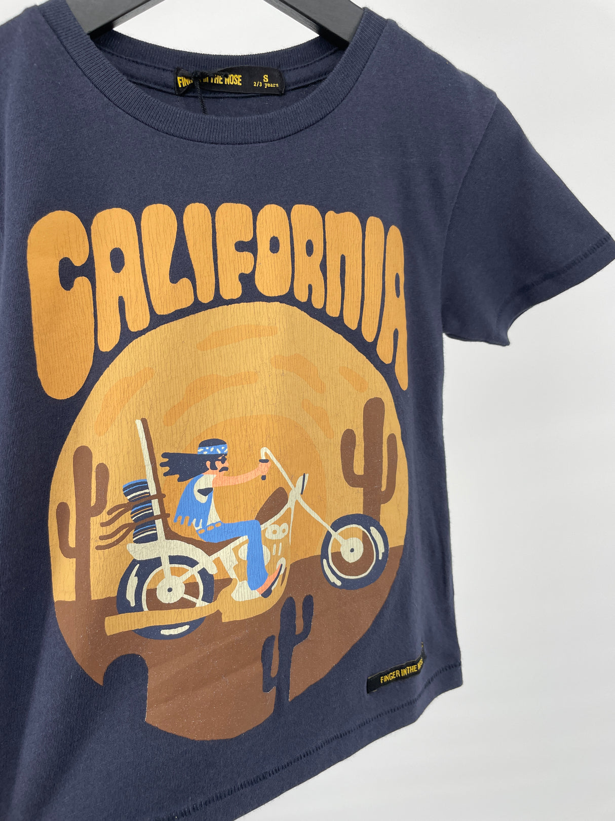 T-shirt Donkerblauw Bruin California Print