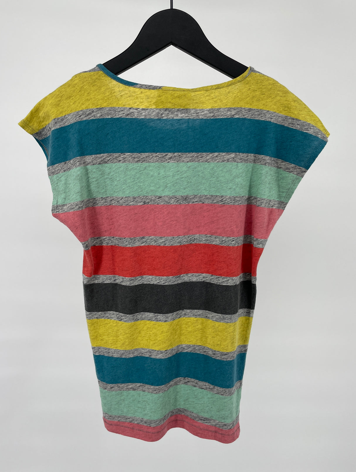 T-shirt Grijs Gekleurde Strepen Maat 134