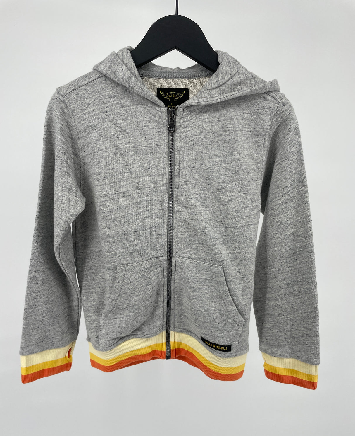 Vest Capuchon Grijs Gekleurde Boorden Maat 122