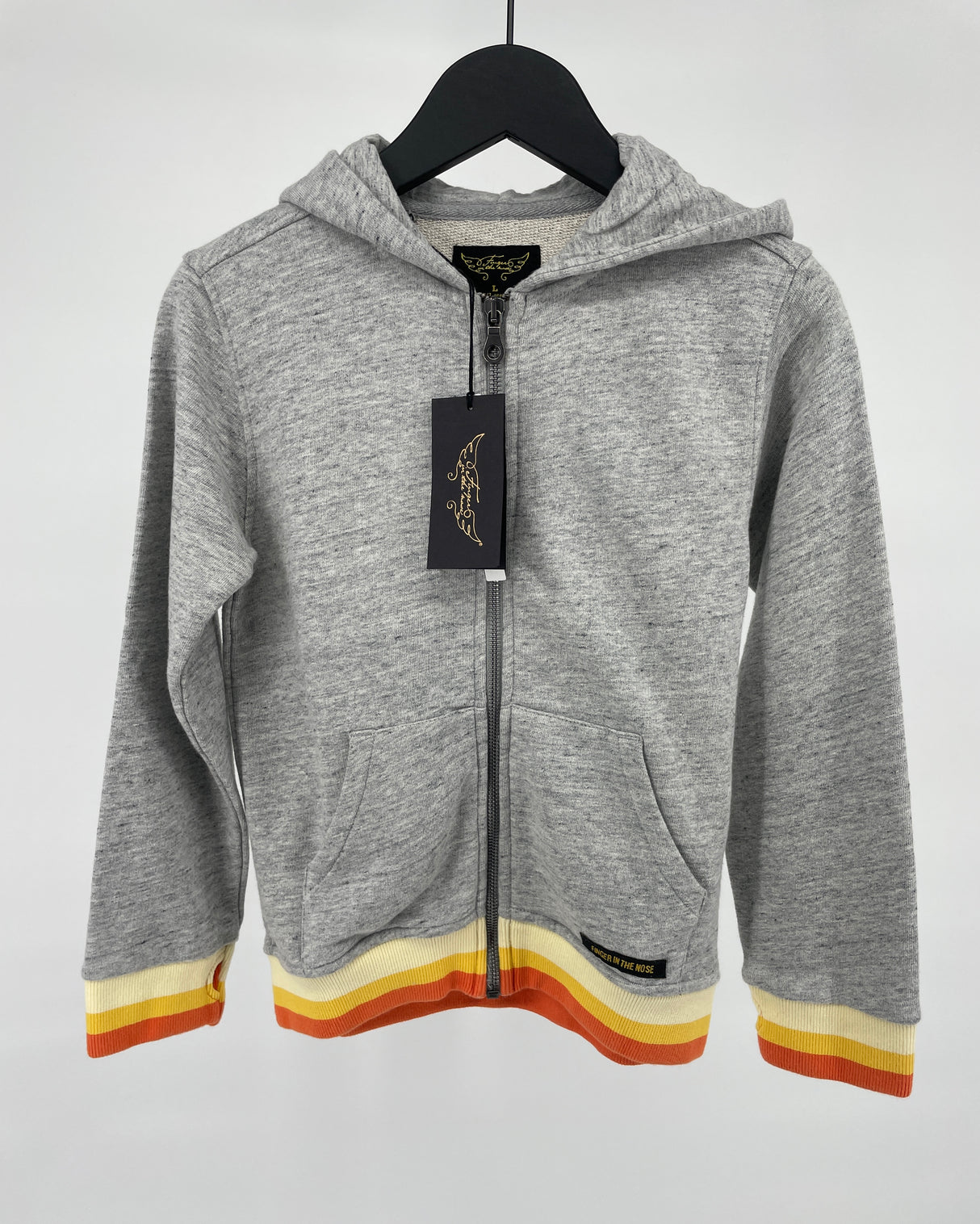 Vest Capuchon Grijs Gekleurde Boorden Maat 122