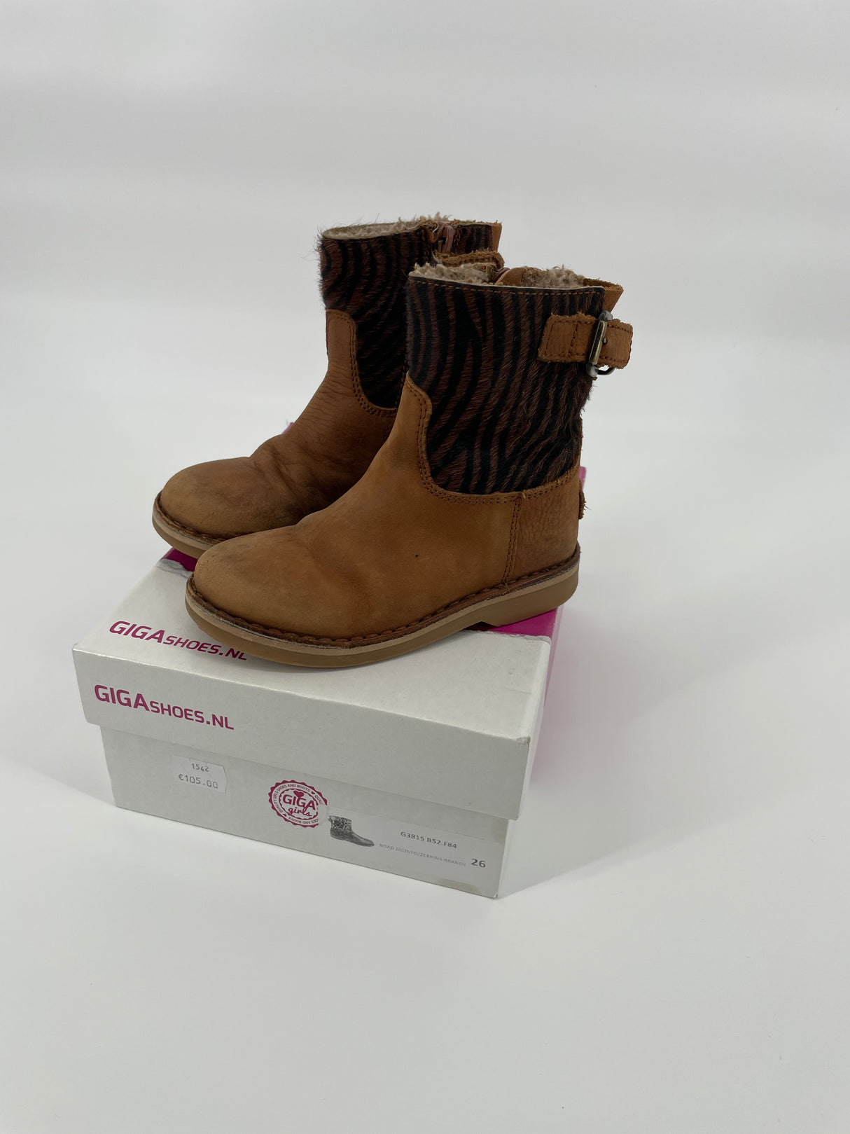 Laarsjes Bruin Leer Zebra Gevoerd Maat 26