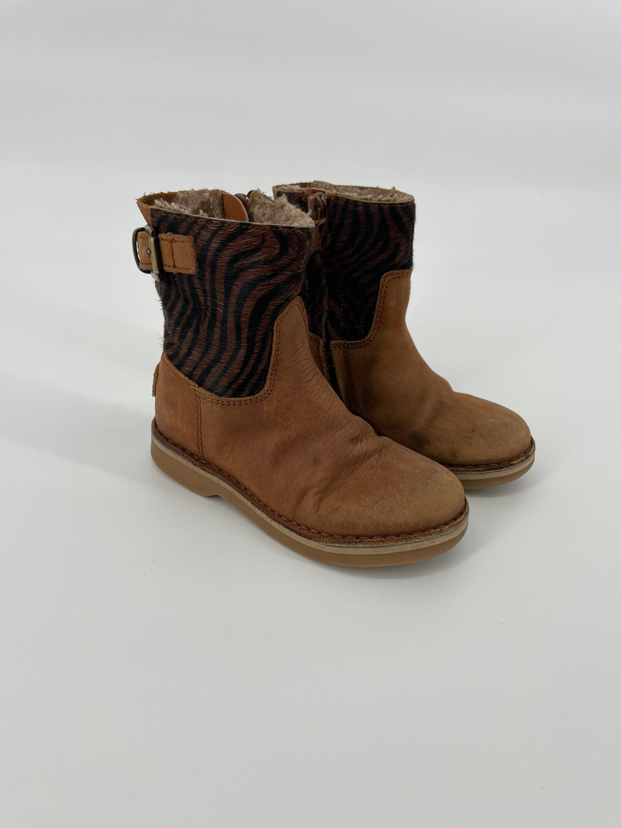 Laarsjes Bruin Leer Zebra Gevoerd Maat 26