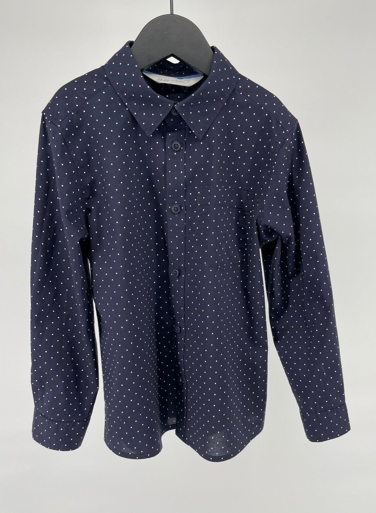 Overhemd Donkerblauw Witte Stippen