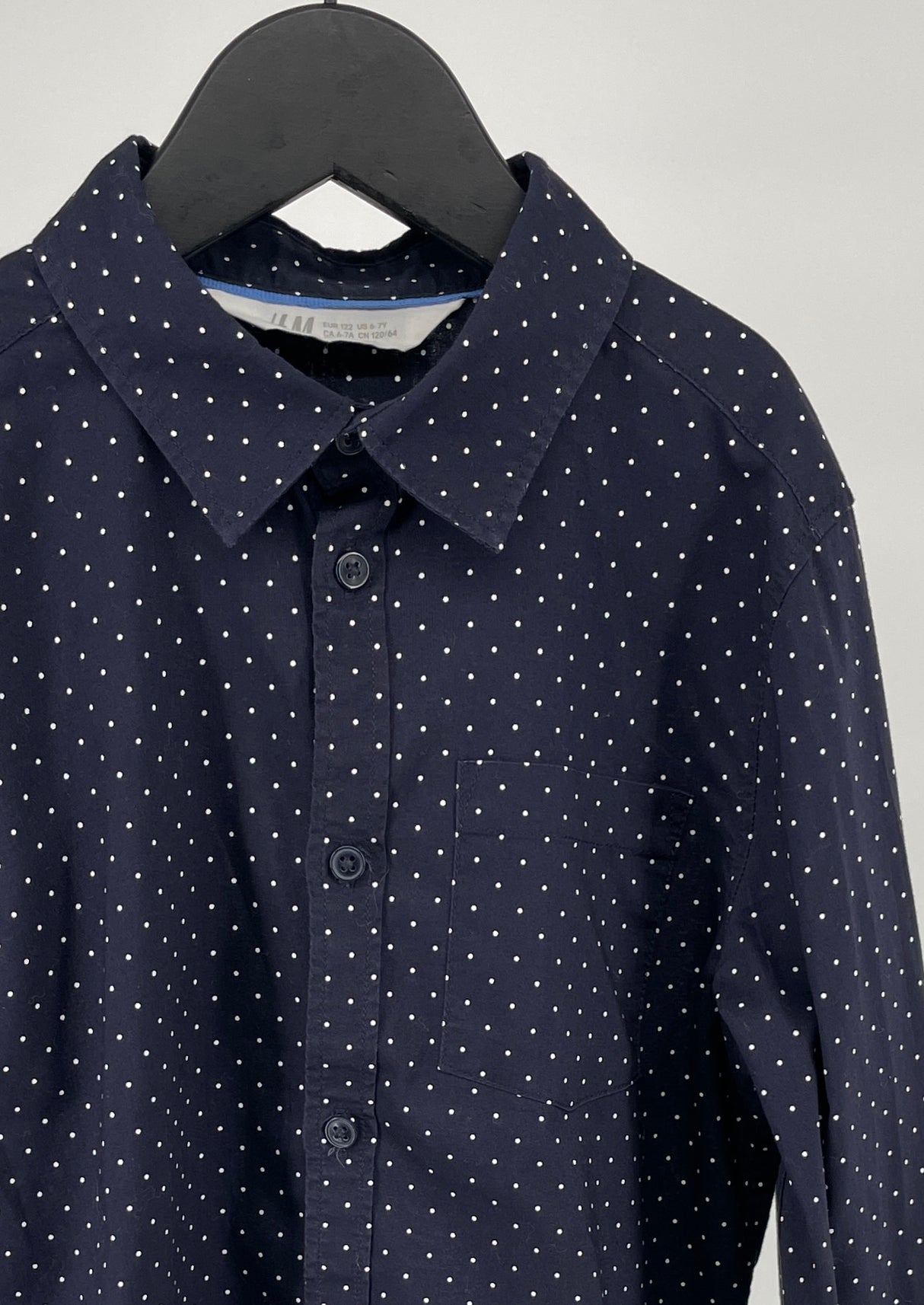 Overhemd Donkerblauw Witte Stippen