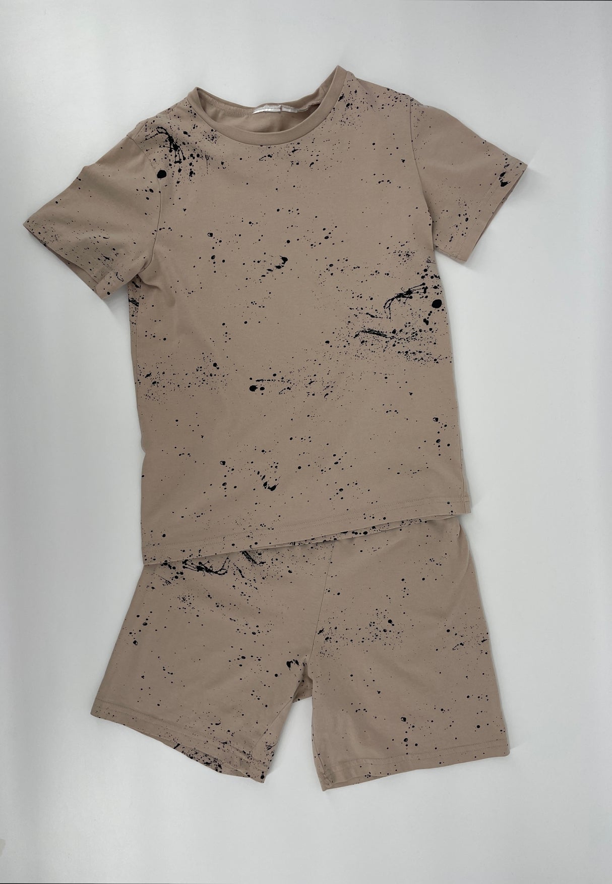 Zomer Pyjama Shortama Beige Spikkels Maat 134 / 140