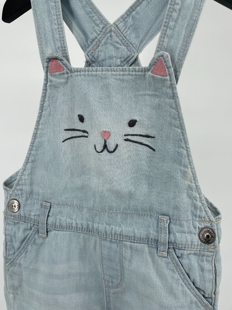 Tuinbroek Kort Lichtblauw Poes Maat 74