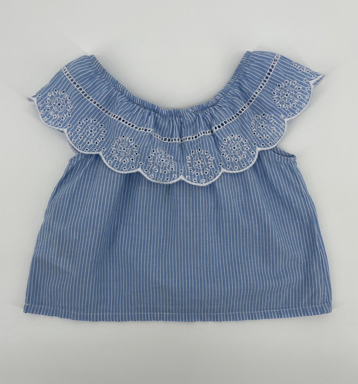 Top Mouwloos Blauw Wit Streepjes Maat 98