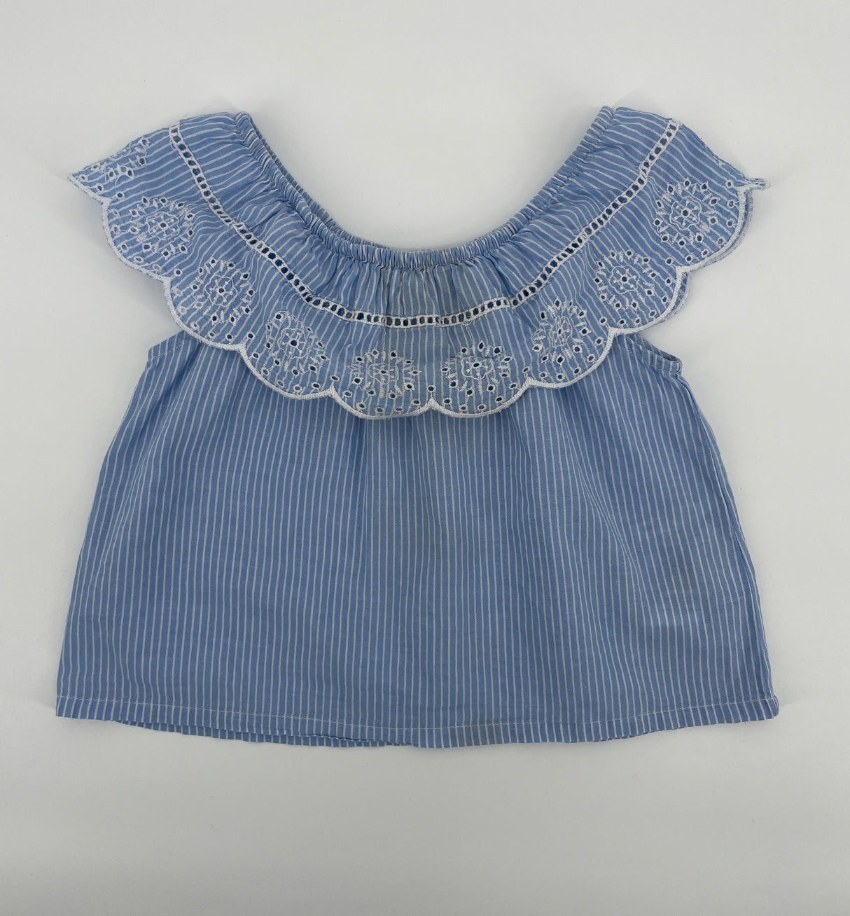 Top Mouwloos Blauw Wit Streepjes Maat 98