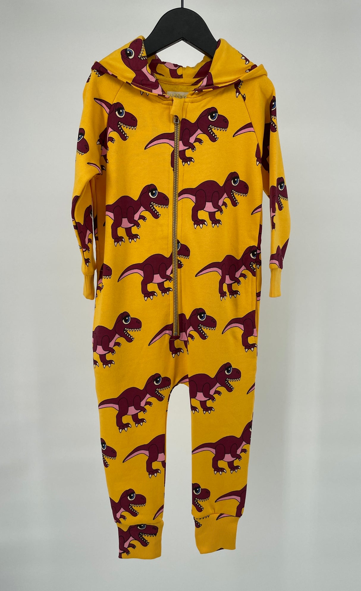 Jumpsuit Capuchon Geel Dino Print