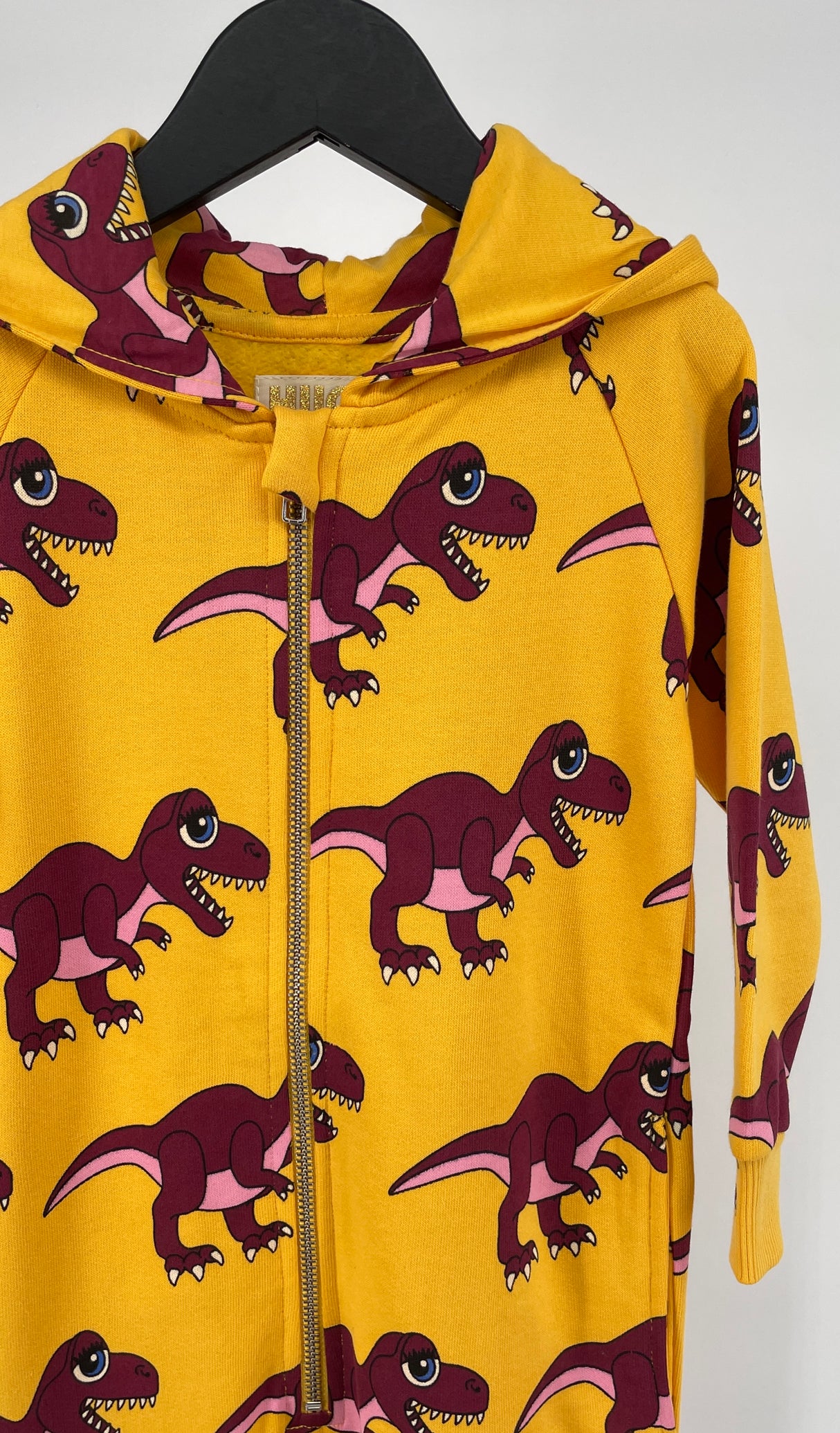 Jumpsuit Capuchon Geel Dino Print