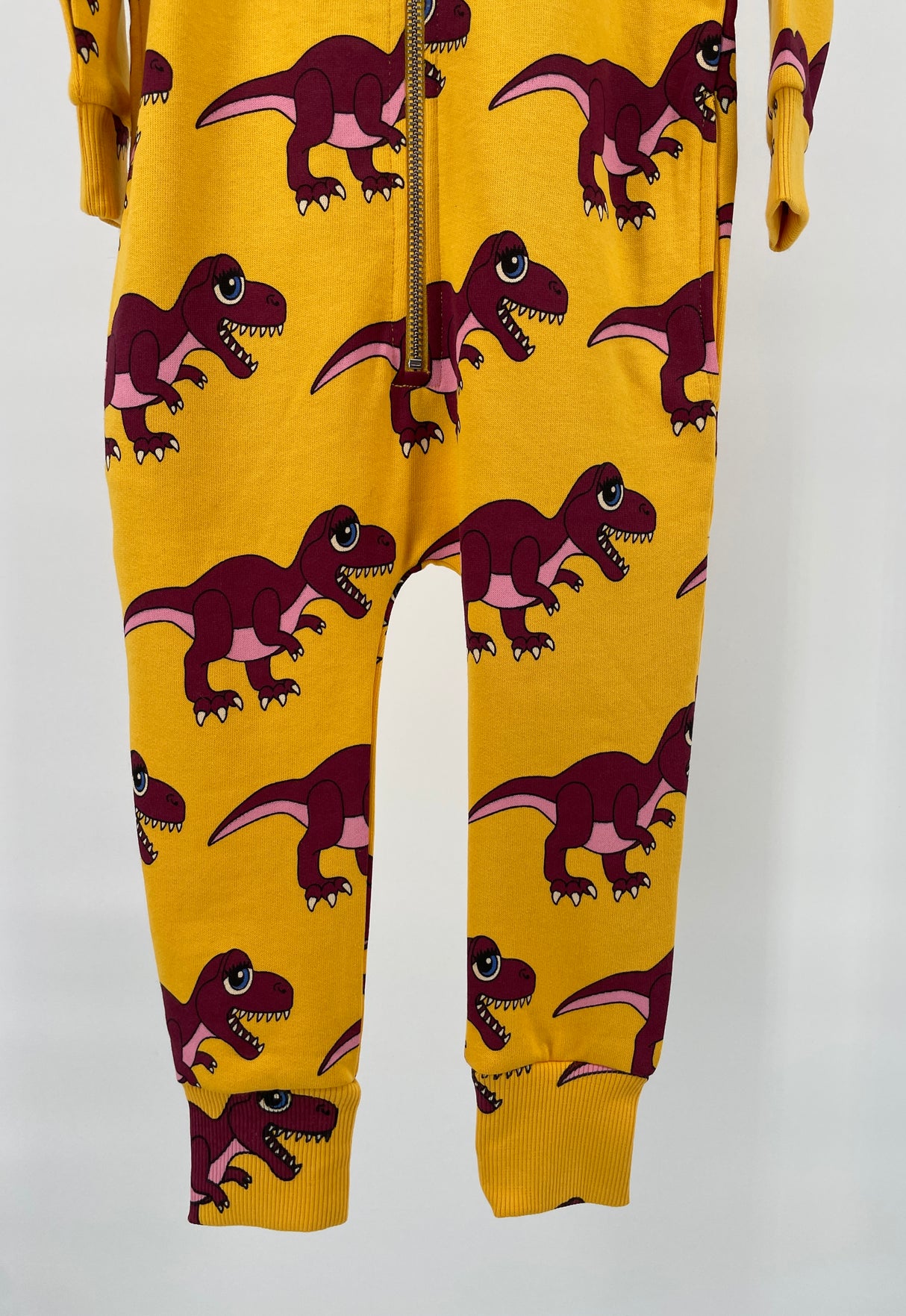 Jumpsuit Capuchon Geel Dino Print