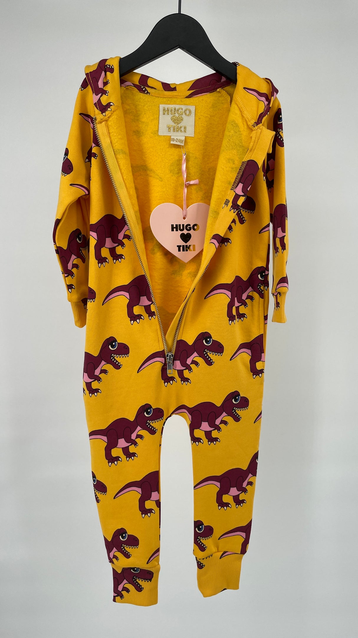 Jumpsuit Capuchon Geel Dino Print