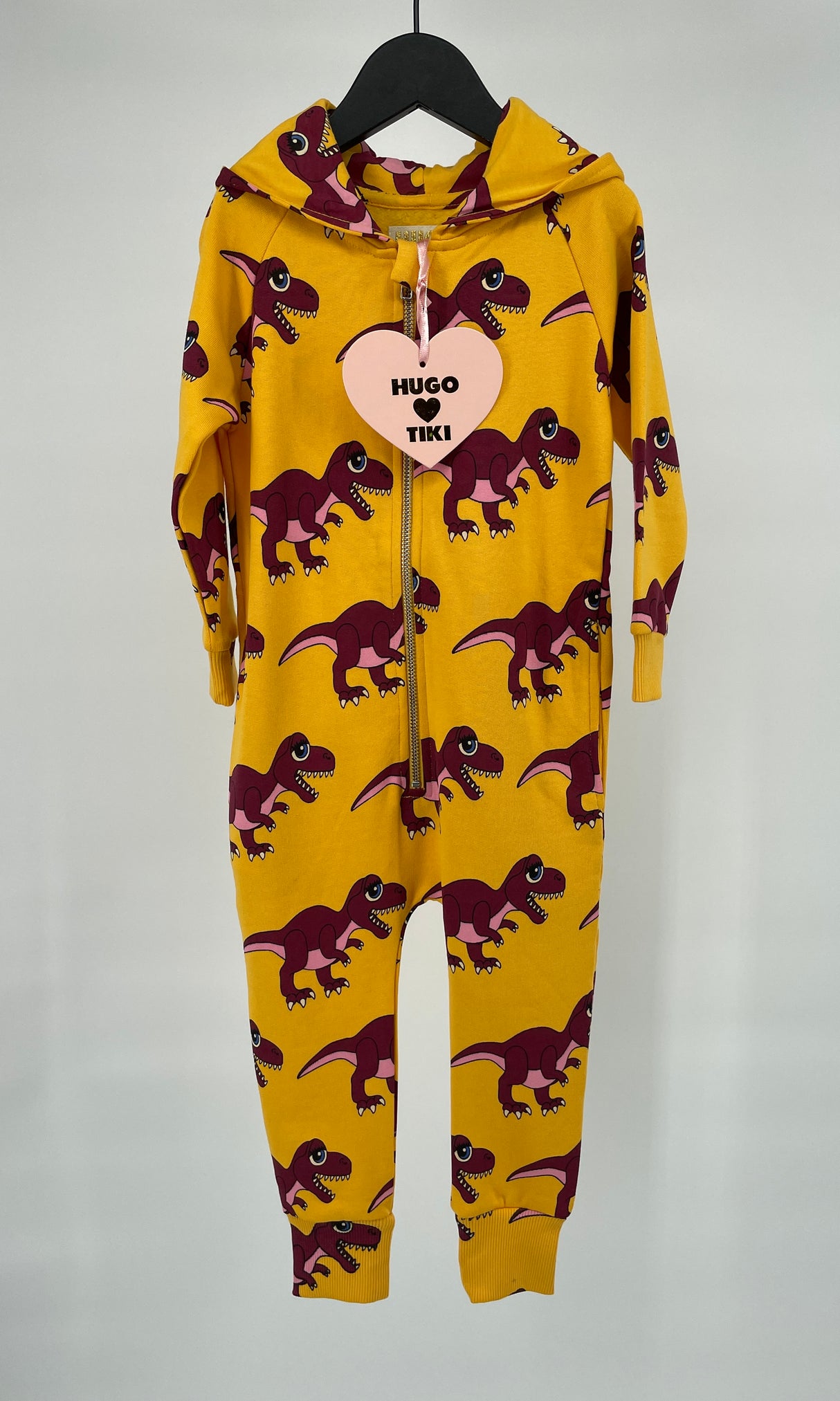 Jumpsuit Capuchon Geel Dino Print